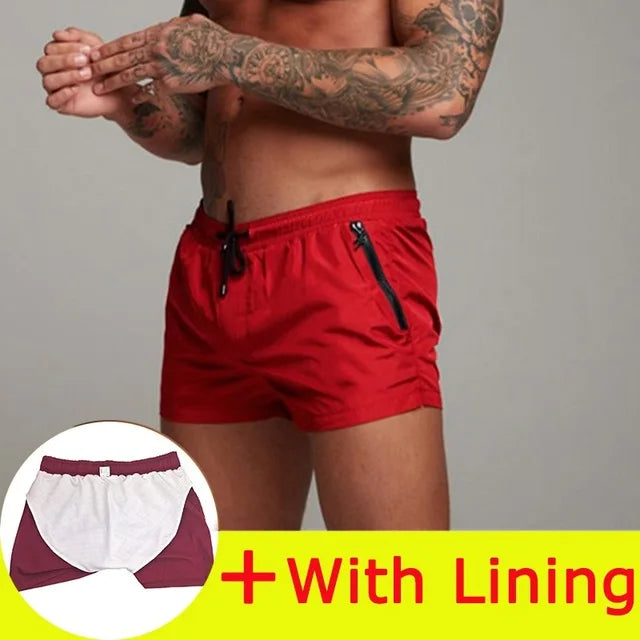 Men's Quick Dry Polyamide Swim Trunks with Liner for Beach Sports