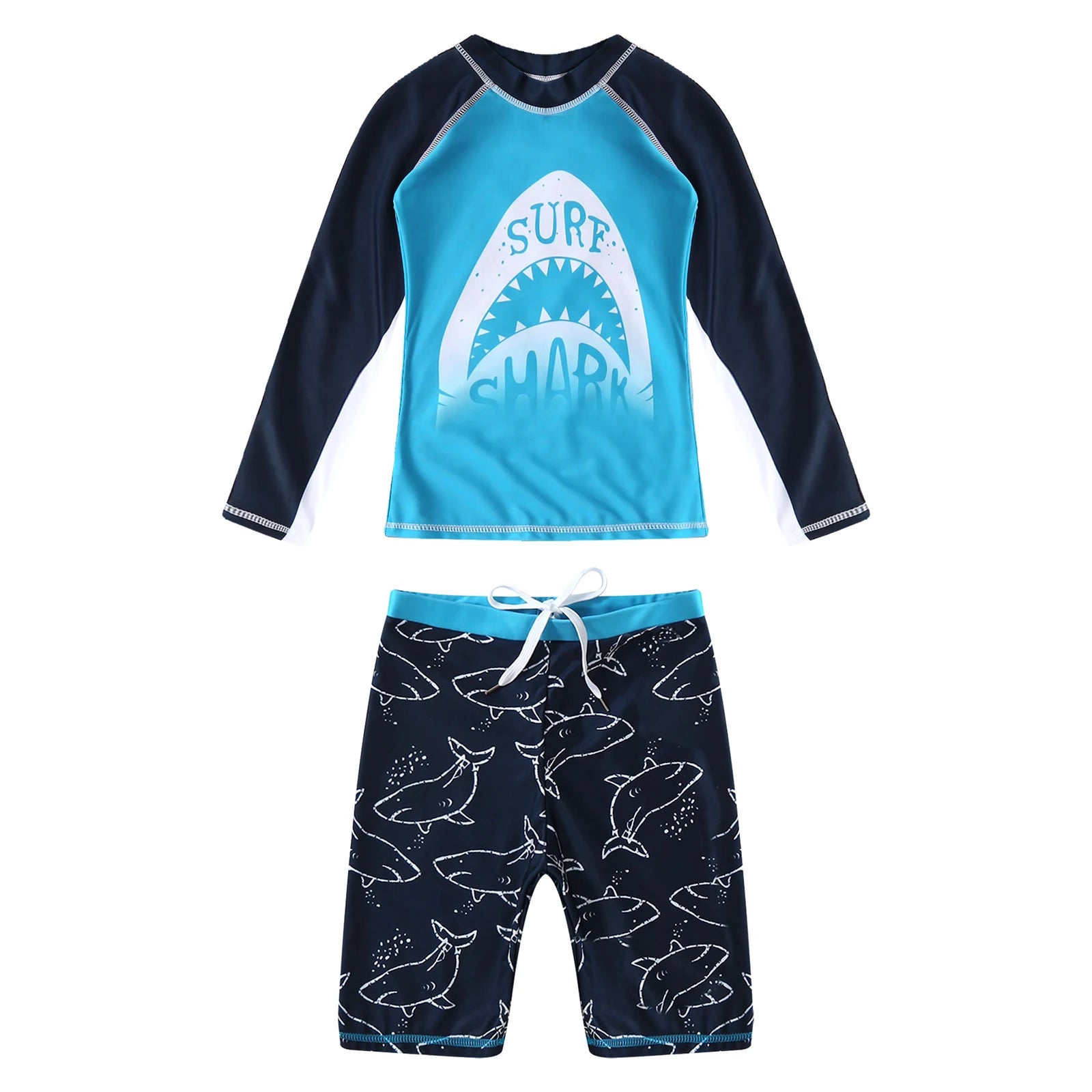 Boys 2 Piece Rash Guard Swim Set with Shorts for Summer