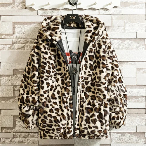 2025 Fall/winter Leopard Print Jacket Loose and Comfortable Cotton-padded Jacket Fashion Men's and Women's Autumn Warm Jacket