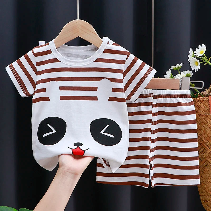 Unisex Cotton Cartoon T-Shirt and Shorts Set for Kids