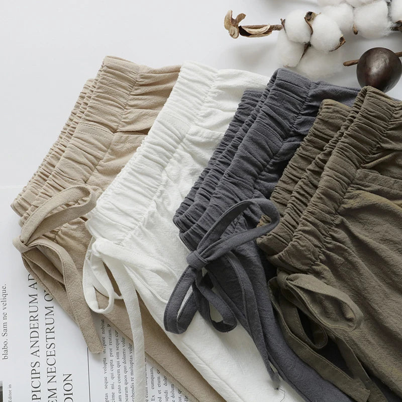 High Waist Casual Linen Shorts for Women in Multiple Colors
