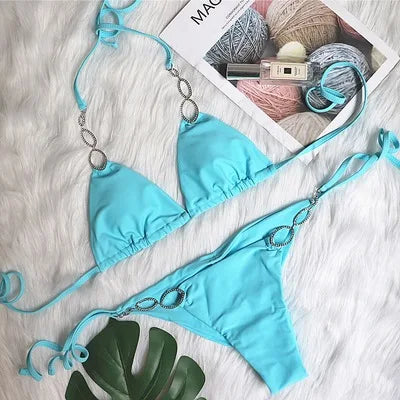 Elegant Rhinestone Bikini Set for Women by Indoversuit