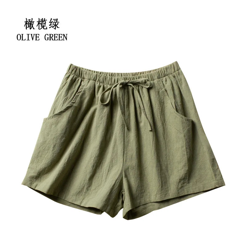 High Waist Casual Linen Shorts for Women in Multiple Colors