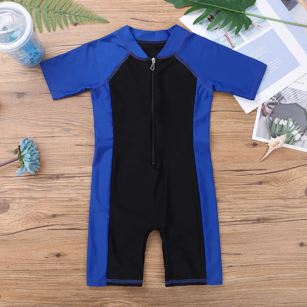 Unisex Kids Short Sleeve Surfing Wetsuit for Ages 7-12
