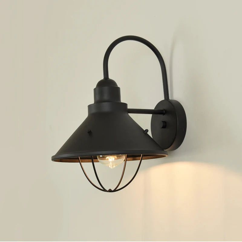 Vintage Black Outdoor Wall Lamp for Garden and Balcony