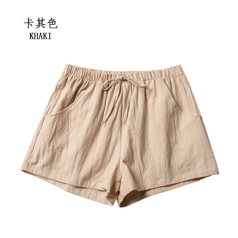 High Waist Casual Linen Shorts for Women in Multiple Colors