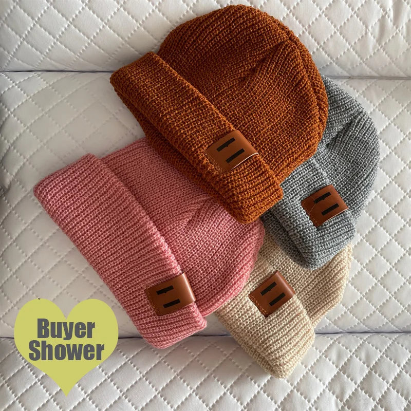 Acrylic Knit Baby Beanie Cap for Unisex 1-4 Years