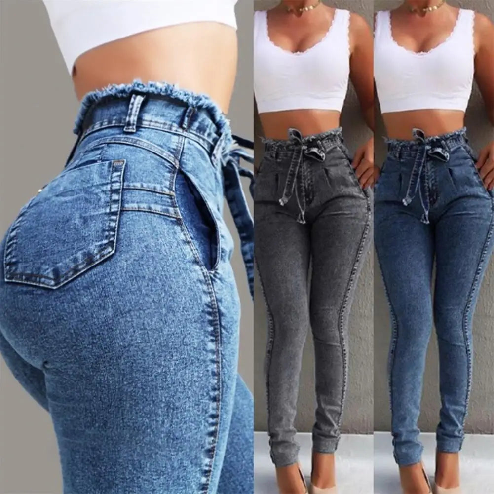 High Waist Skinny Jeans for Women in Stretch Denim