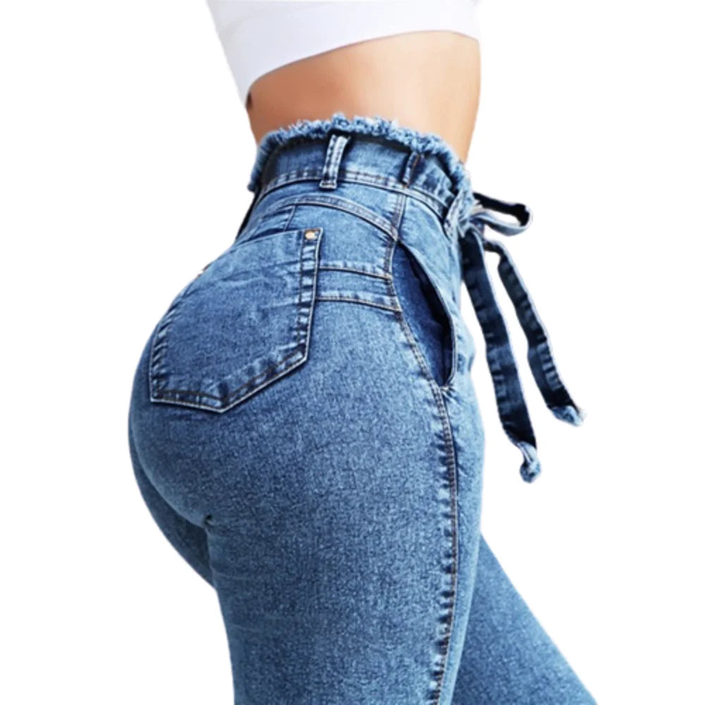 High Waist Skinny Jeans for Women in Stretch Denim