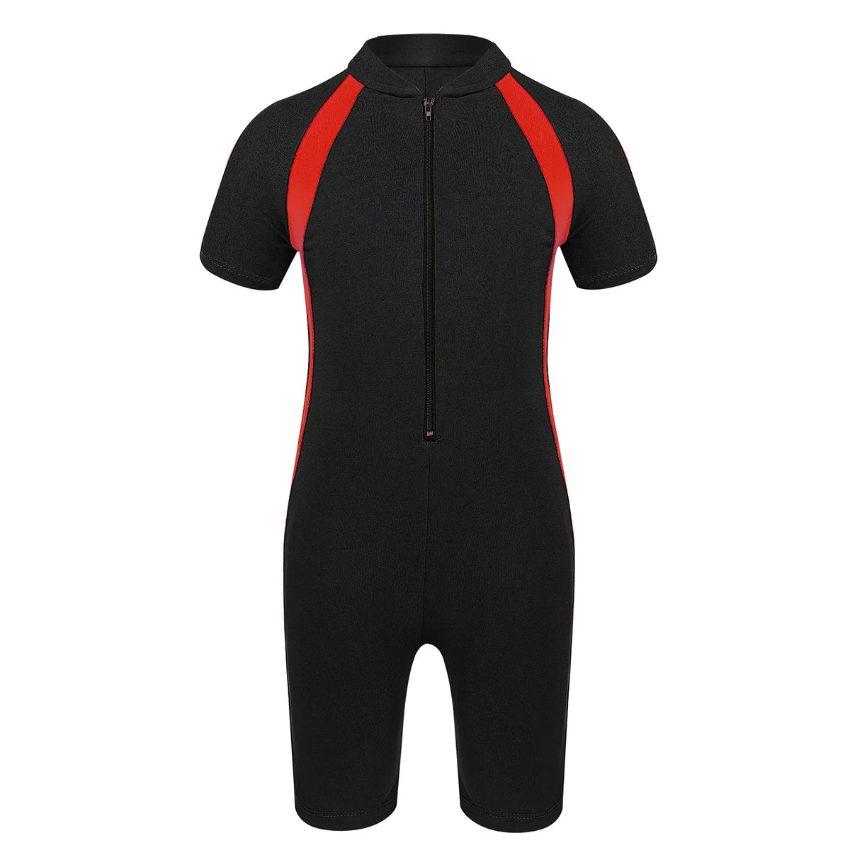 Girls Short Sleeve Wetsuit Swimsuit with Zippered Closure