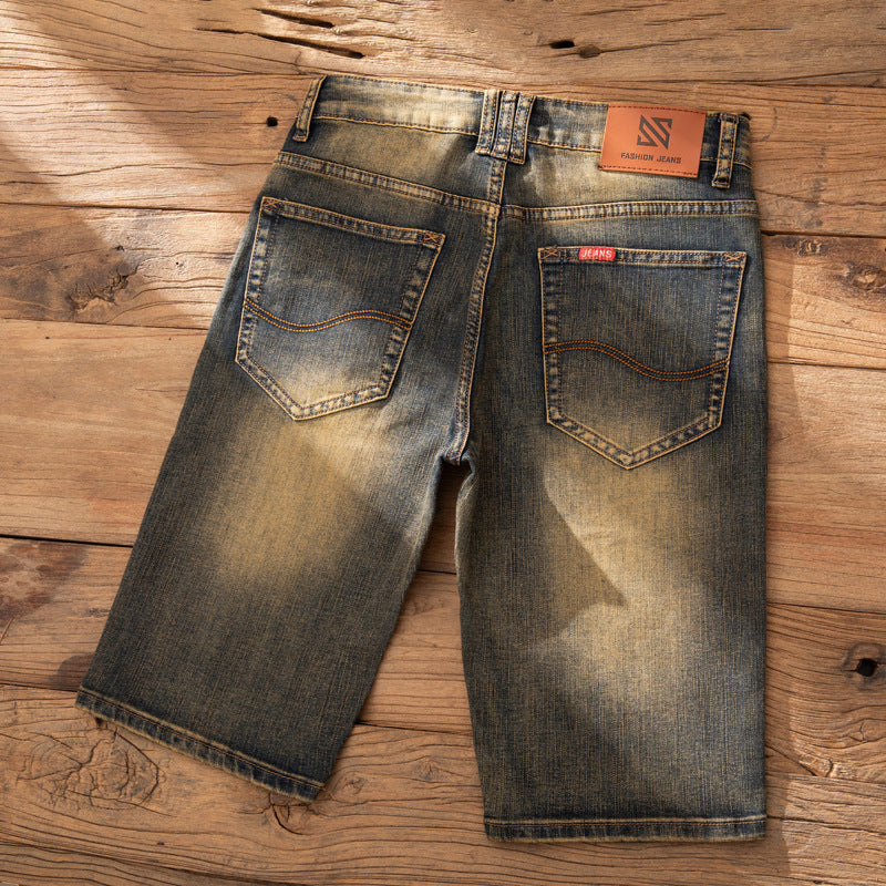 Casual and Casual Men's Denim Shorts Summer New Straight Casual Trendy Brand Versatile Large Size Mid-Length Pants for Men