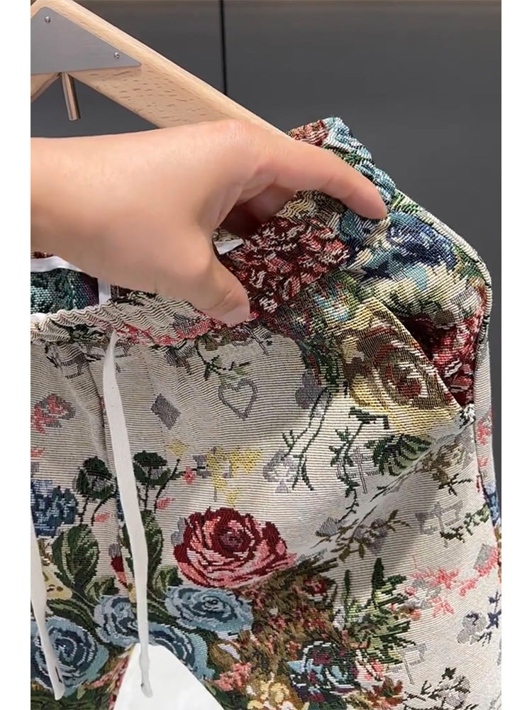 Summer Trendy Casual Thin Shorts for Men Versatile Loose Floral Personality Beach Pants Breathable Sports Five-Point Shorts
