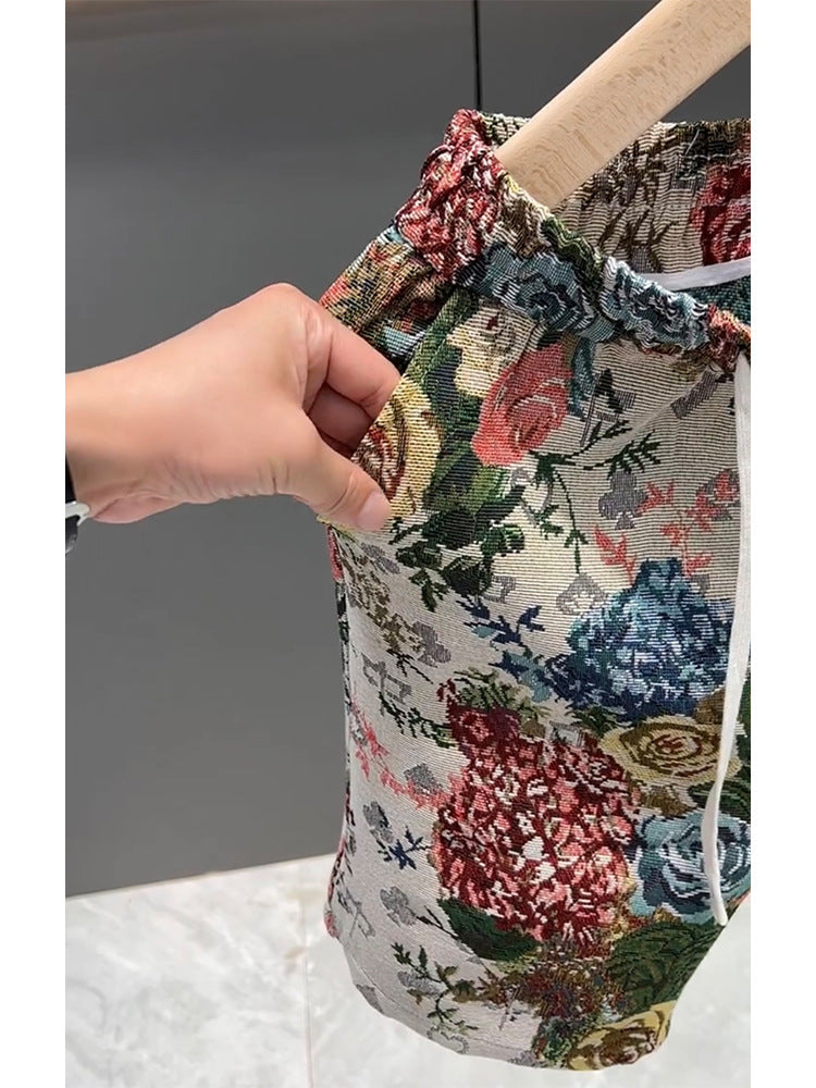 Summer Trendy Casual Thin Shorts for Men Versatile Loose Floral Personality Beach Pants Breathable Sports Five-Point Shorts