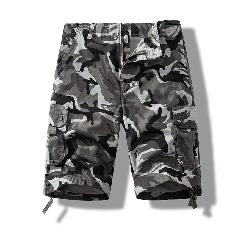 Camouflage workwear shorts men's summer straight loose cotton casual shorts boys plus size outer wear Middle pants