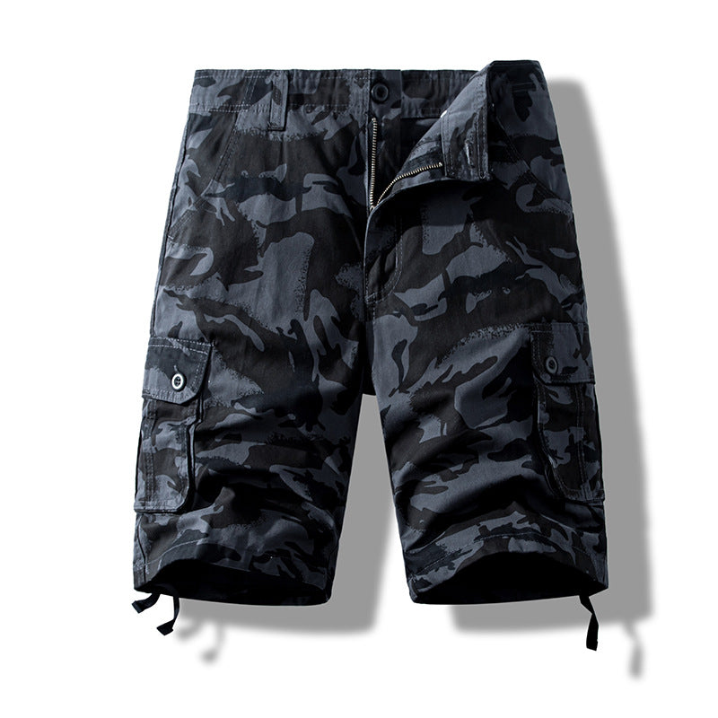 Camouflage workwear shorts men's summer straight loose cotton casual shorts boys plus size outer wear Middle pants