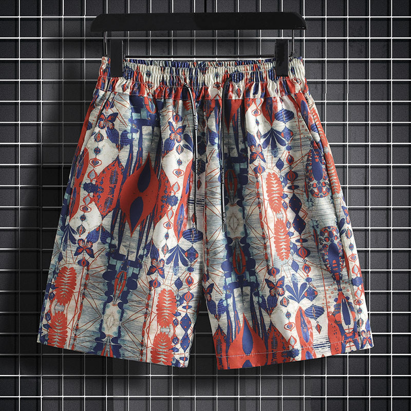 Men's Loose Beach Shorts Summer Trendy Large Size Casual Hawaiian Shorts for Business Trips