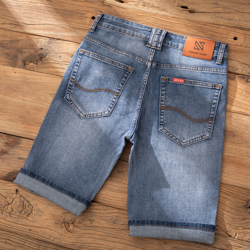 Casual and Casual Men's Denim Shorts Summer New Straight Casual Trendy Brand Versatile Large Size Mid-Length Pants for Men