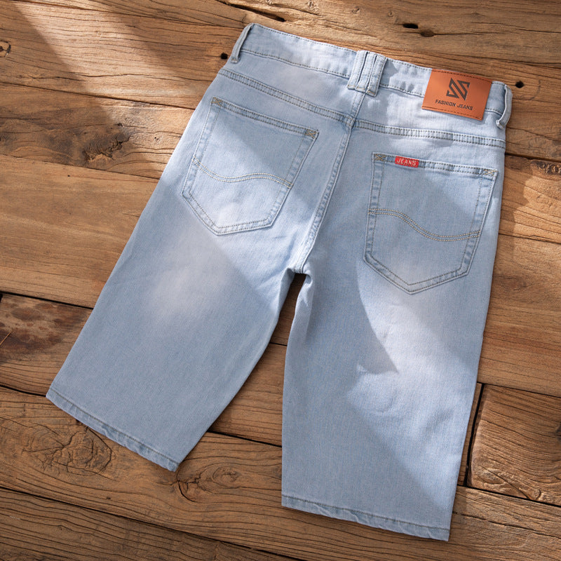 Casual and Casual Men's Denim Shorts Summer New Straight Casual Trendy Brand Versatile Large Size Mid-Length Pants for Men
