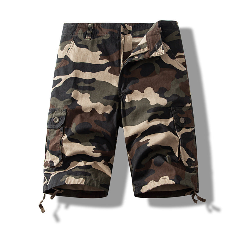 Camouflage workwear shorts men's summer straight loose cotton casual shorts boys plus size outer wear Middle pants