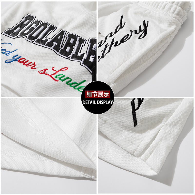 Cross-Border American-Style Casual Shorts for Men 2026 Summer Youth Trendy Brand Mesh Breathable Basketball Sports Shorts