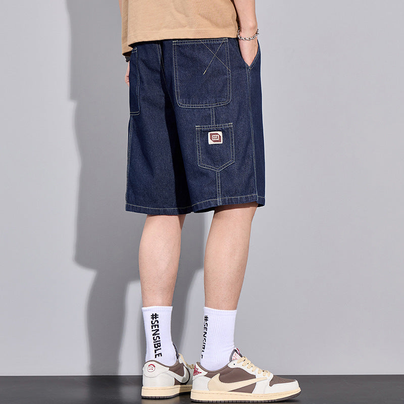 Summer New Arrival Loose Denim Shorts Men's All-Match Stykin' Waist Trendy Casual Workwear Sports Pants for Boys