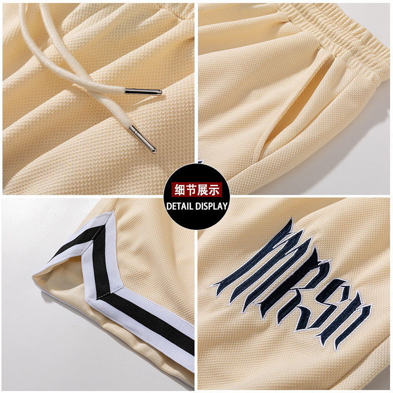 Summer Fashion Sports Shorts Outer Wear High Street Hip Hop Letter Embroidered Wide Leg Sports Pants American Shorts Wholesale