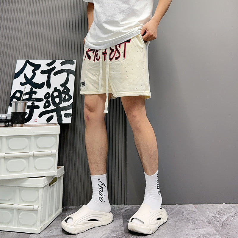 Shorts Men's Letters Summer Tooling Fashionable Trousers Casual Outer Wear Loose Trendy Brand Mid-length Pants Beach Pants