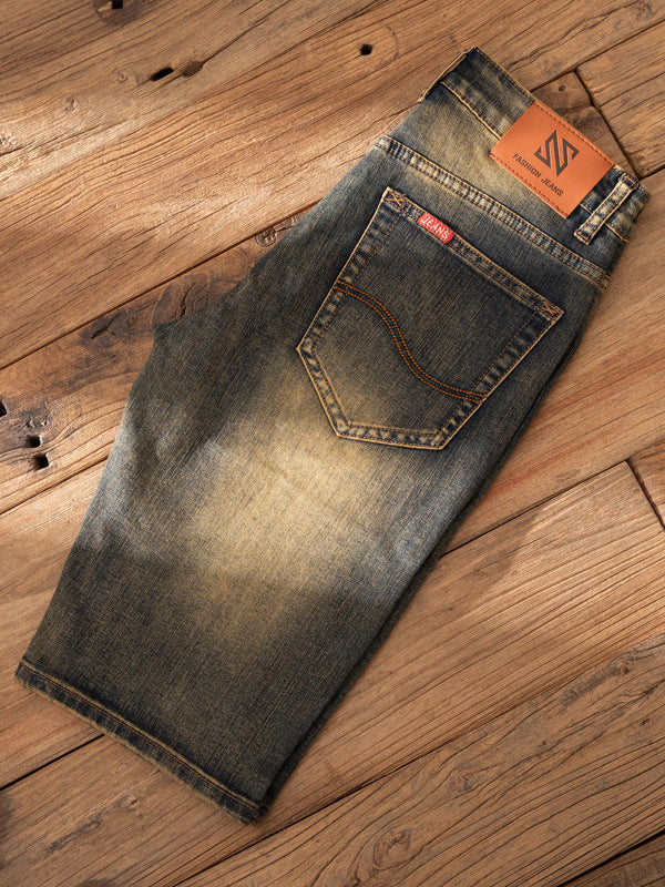 Casual and Casual Men's Denim Shorts Summer New Straight Casual Trendy Brand Versatile Large Size Mid-Length Pants for Men
