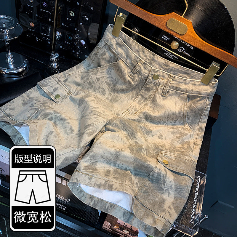 2024 Summer New Arrival Denim Shorts Men's Loose Overalls Pants Camouflage Casual Men's Medium Pants