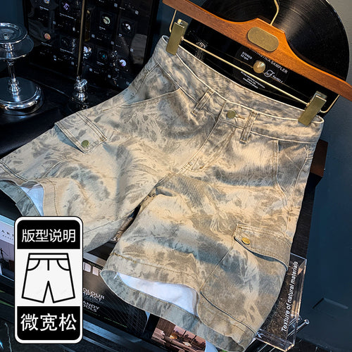 2024 Summer New Arrival Denim Shorts Men's Loose Overalls Pants Camouflage Casual Men's Medium Pants