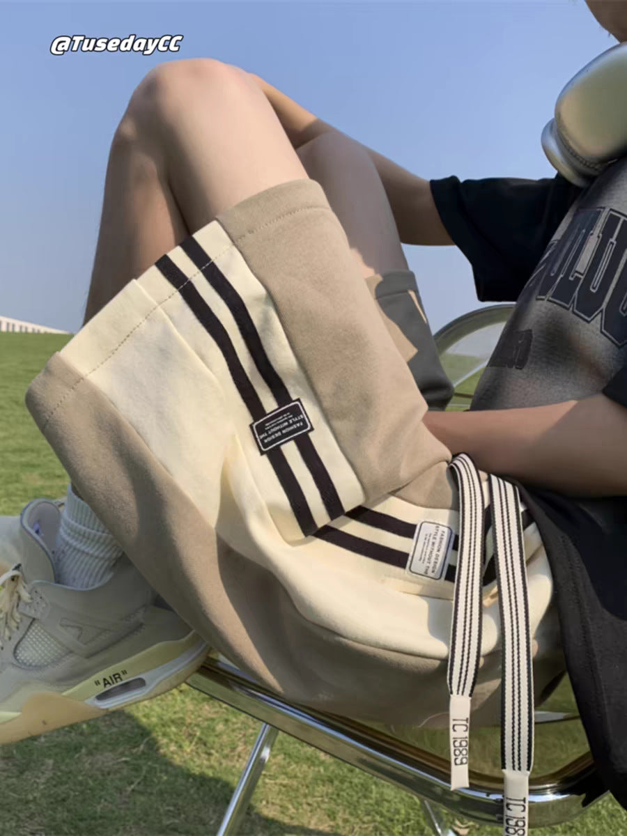 American Shorts Men's Summer Basketball Five-point Pants Teenager Breathable Trendy Brand Loose Casual Beach Sports Pants