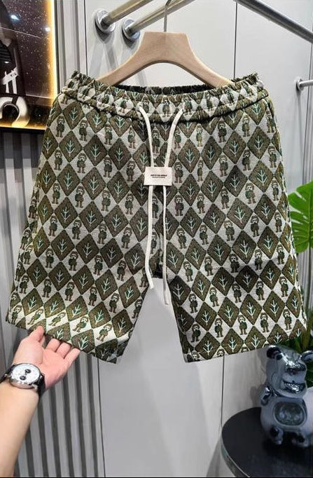 Summer New Trendy Personalized Printed Drawstring Lace-Up Loose, Comfortable and Breathable Men's Casual Sports Shorts