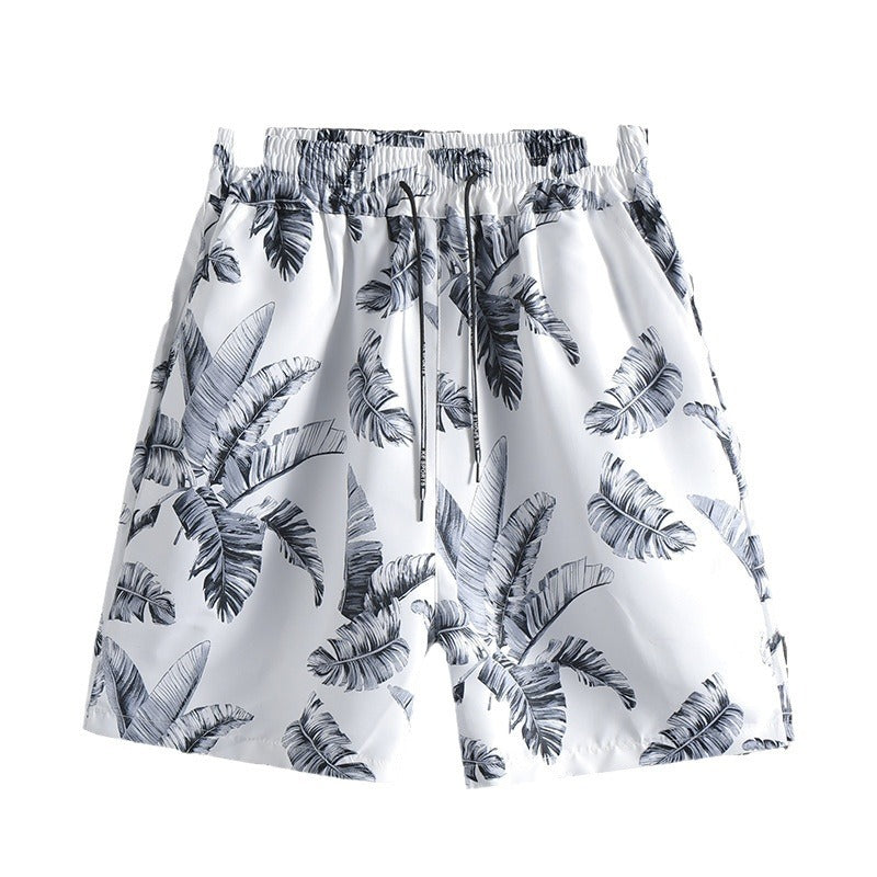 Retro Floral Shorts for Men and Women, Summer Thai-Style Loose Beach Shorts, Quick-Dry Hawaiian Beach Vacation Seaside Knee-Length Shorts