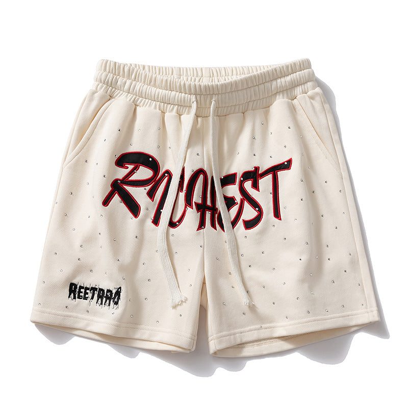 Shorts Men's Letters Summer Tooling Fashionable Trousers Casual Outer Wear Loose Trendy Brand Mid-length Pants Beach Pants