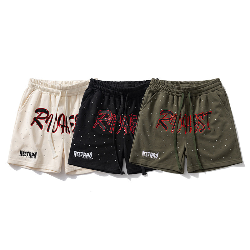 Shorts Men's Letters Summer Tooling Fashionable Trousers Casual Outer Wear Loose Trendy Brand Mid-length Pants Beach Pants