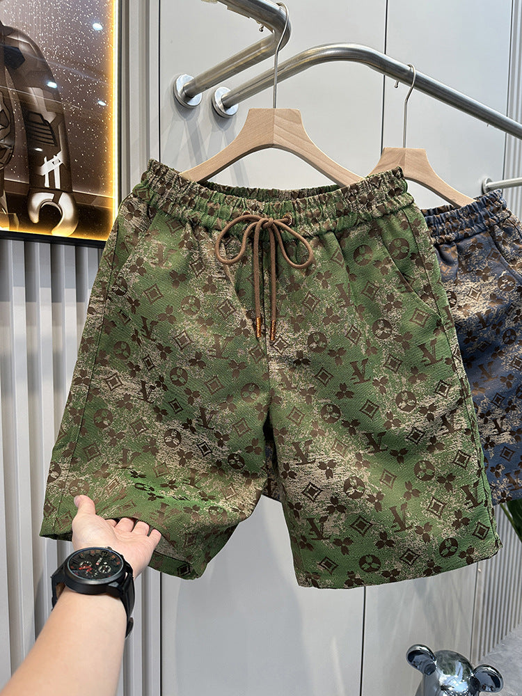 2025 Summer Men's Thin Fashion Casual Sports Shorts Trendy Full Print Beach Floral Versatile Shorts
