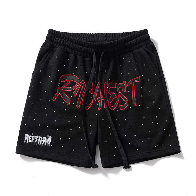Shorts Men's Letters Summer Tooling Fashionable Trousers Casual Outer Wear Loose Trendy Brand Mid-length Pants Beach Pants