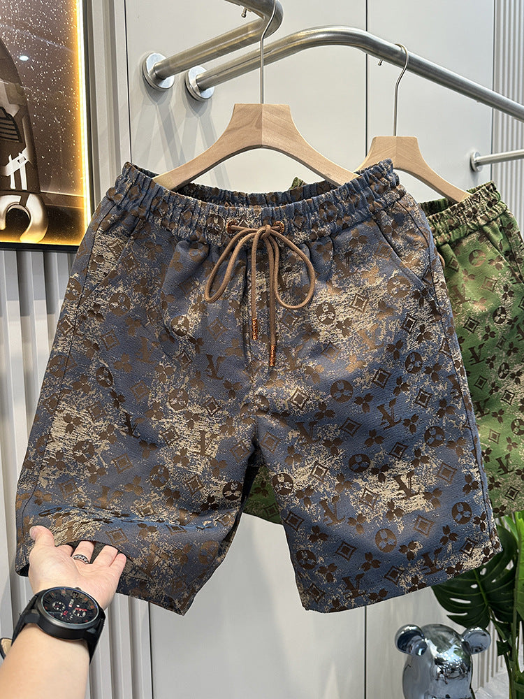 2025 Summer Men's Thin Fashion Casual Sports Shorts Trendy Full Print Beach Floral Versatile Shorts