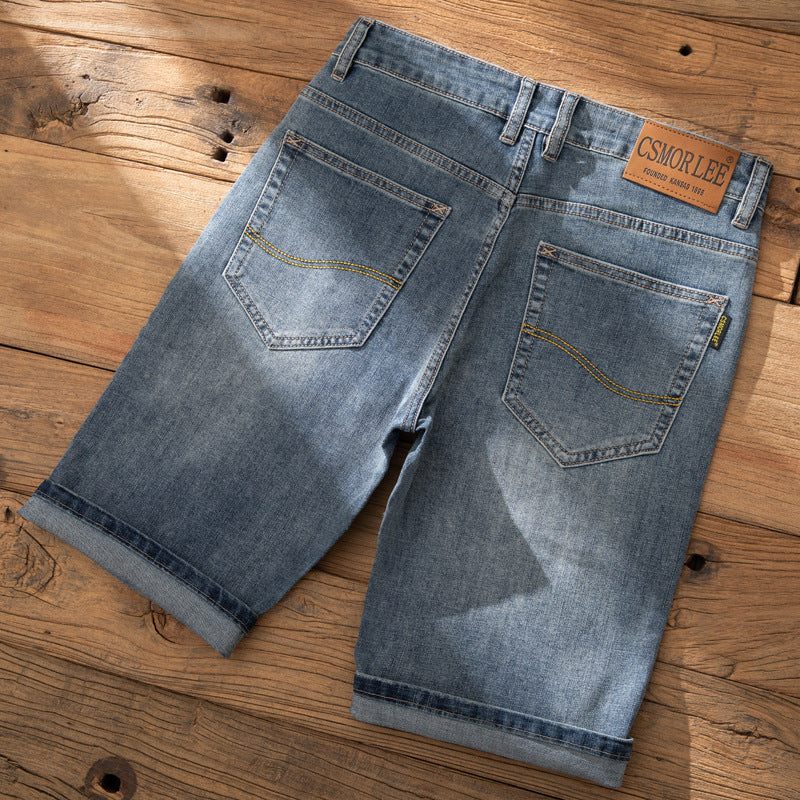 Casual and Casual Men's Denim Shorts Summer New Straight Casual Trendy Brand Versatile Large Size Mid-Length Pants for Men
