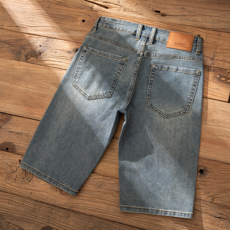 Casual and Casual Men's Denim Shorts Summer New Straight Casual Trendy Brand Versatile Large Size Mid-Length Pants for Men