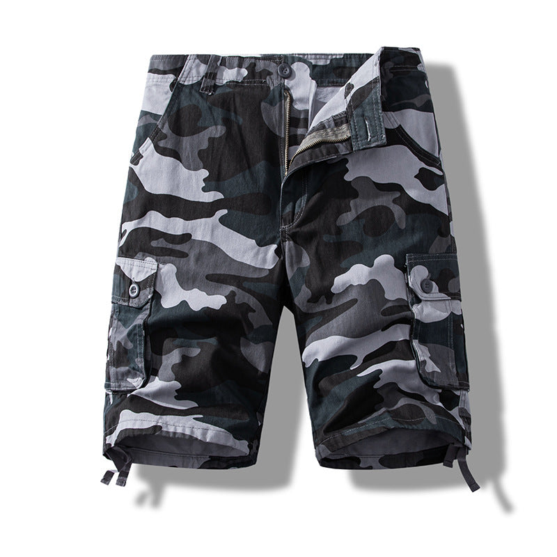 Camouflage workwear shorts men's summer straight loose cotton casual shorts boys plus size outer wear Middle pants