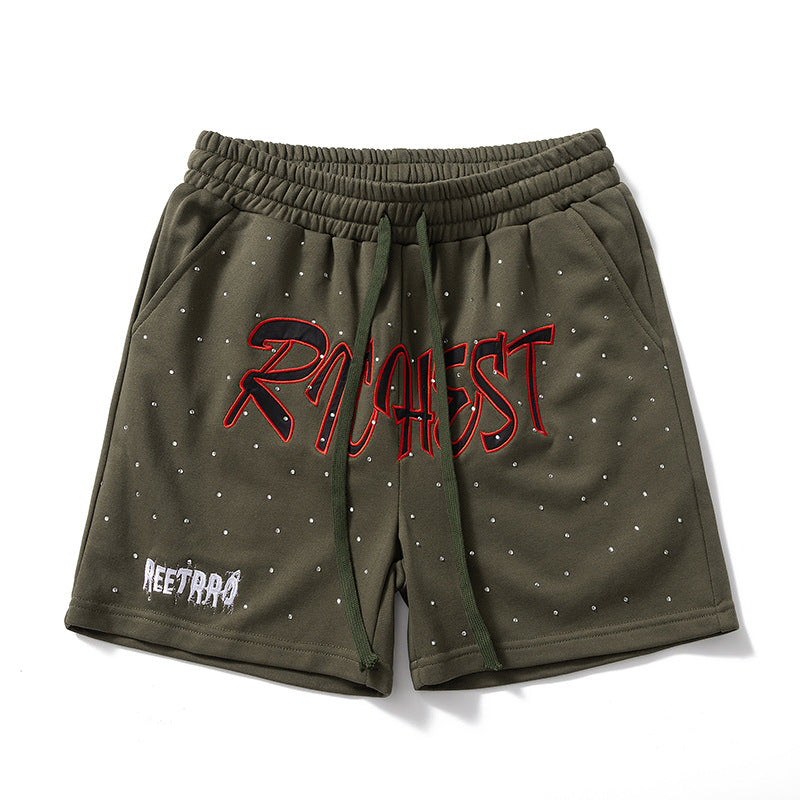 Shorts Men's Letters Summer Tooling Fashionable Trousers Casual Outer Wear Loose Trendy Brand Mid-length Pants Beach Pants
