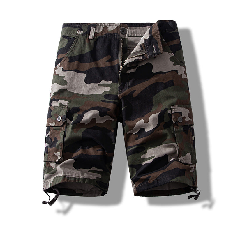 Camouflage workwear shorts men's summer straight loose cotton casual shorts boys plus size outer wear Middle pants