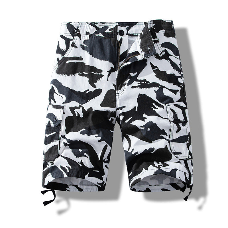 Camouflage workwear shorts men's summer straight loose cotton casual shorts boys plus size outer wear Middle pants