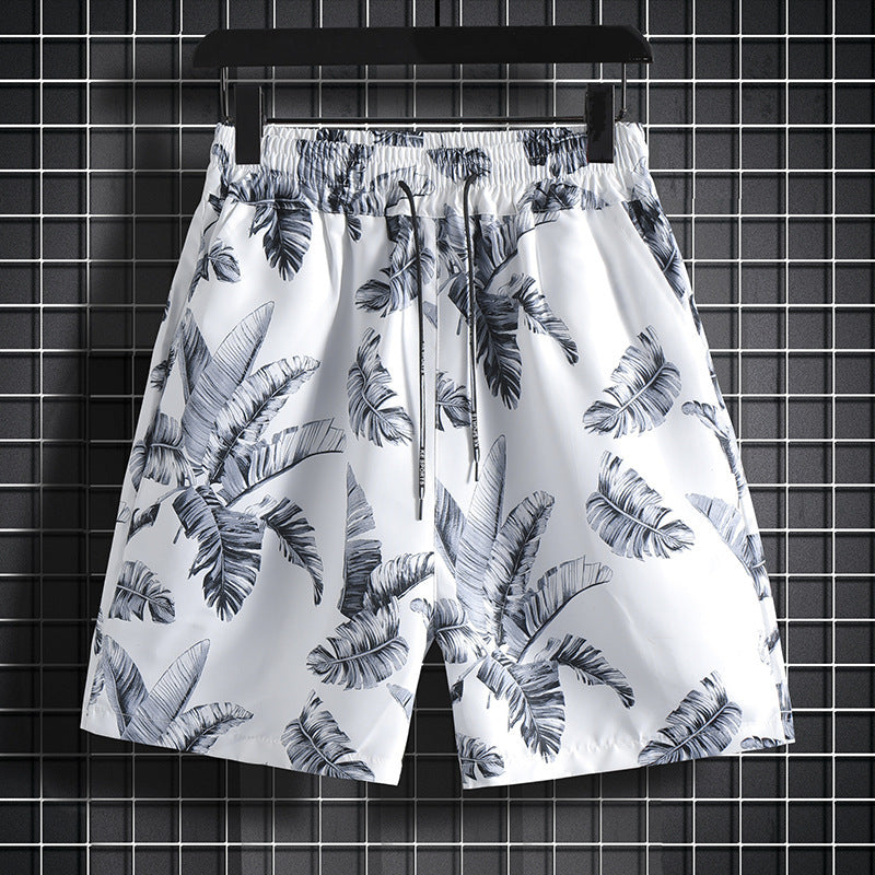 Retro Floral Shorts for Men and Women, Summer Thai-Style Loose Beach Shorts, Quick-Dry Hawaiian Beach Vacation Seaside Knee-Length Shorts