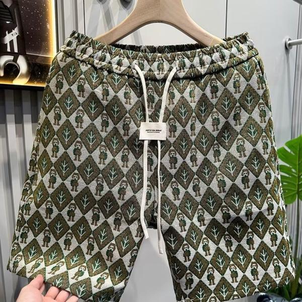 Summer New Trendy Personalized Printed Drawstring Lace-Up Loose, Comfortable and Breathable Men's Casual Sports Shorts
