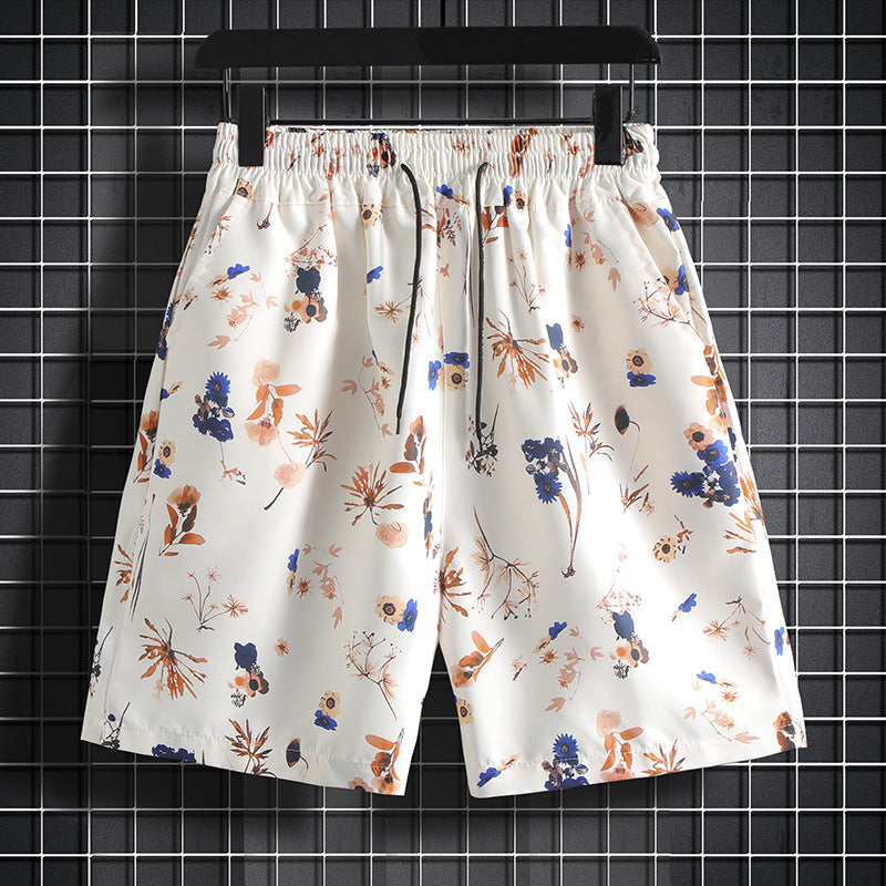 Shorts men's fashionable ins summer Korean style fashionable Hawaiian casual sports beach shorts plus size loose cropped pants