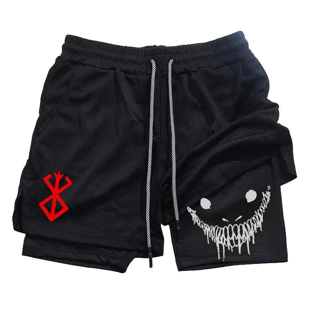 Summer Cross-border Trade European and American Animation Print Shorts Double Layer Two-in-One Men's Basketball Running Casual Sports Shorts
