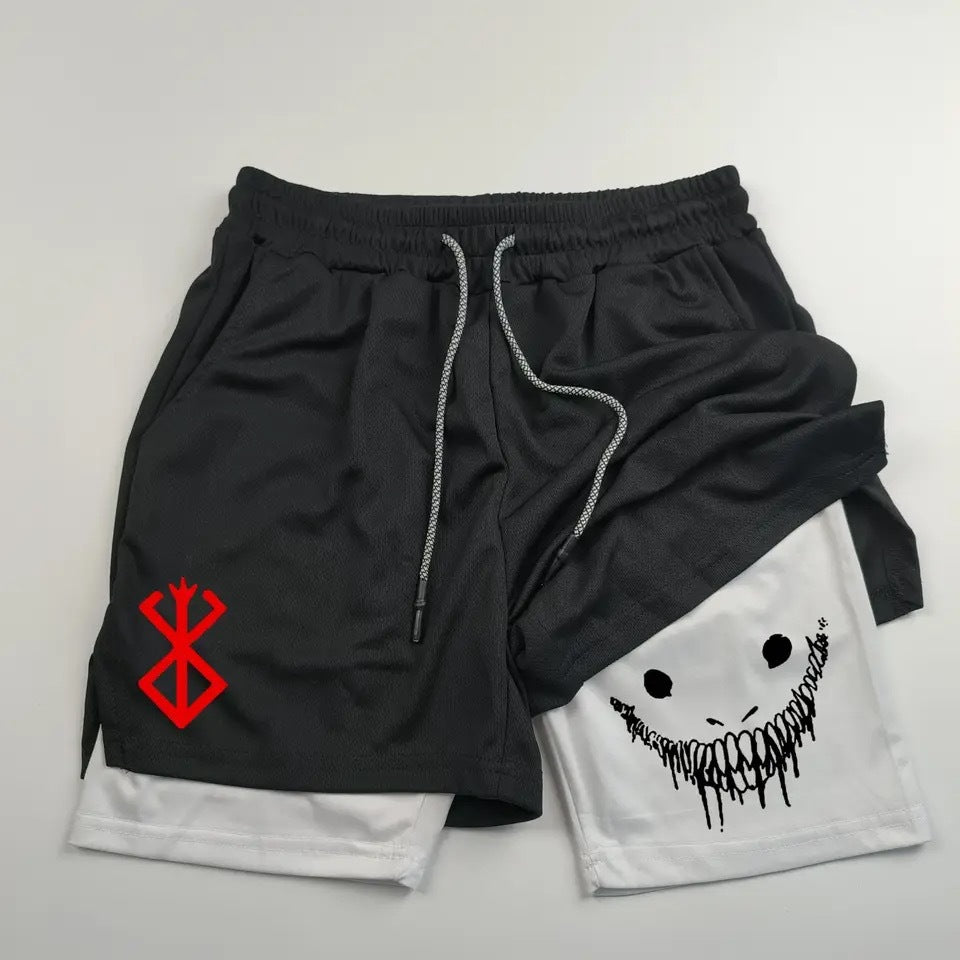 Summer Cross-border Trade European and American Animation Print Shorts Double Layer Two-in-One Men's Basketball Running Casual Sports Shorts