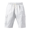 Cross-Border European and American Men's Beach Skin-Friendly Breathable Linen Loose Workwear Multi-Pocket Squat Jogging Casual Shorts for Men